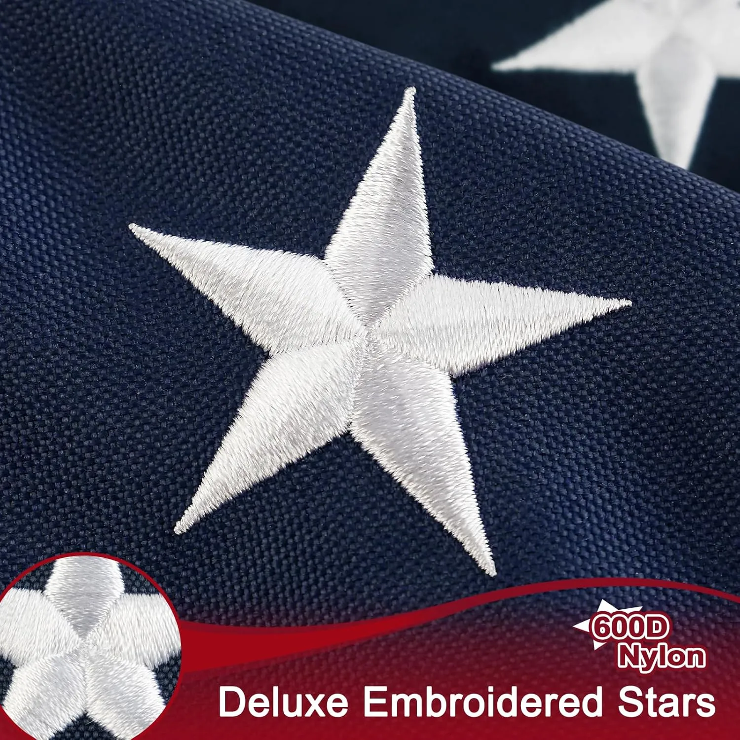 American Flag 4x6 FT 600D Outdoor TearProof Series, USA Flag 4x6 FT 600D Nylon, Sturdy American Flags 4X6 for Outside Longest Lasting, High Wind Fade Resistant US Flag Embroidered Stars, Brass Grommets, Sewn Stripes