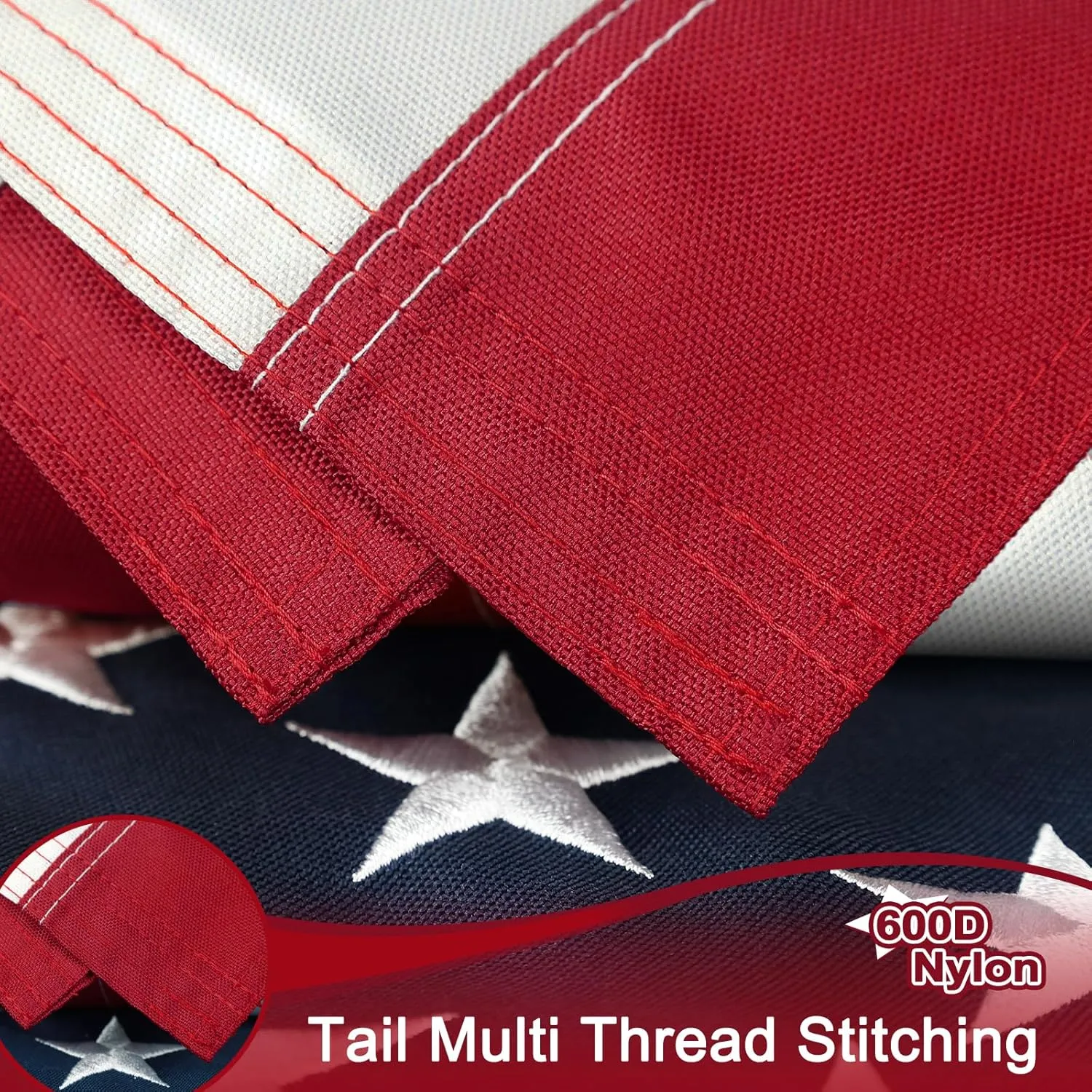 American Flag 4x6 FT 600D Outdoor TearProof Series, USA Flag 4x6 FT 600D Nylon, Sturdy American Flags 4X6 for Outside Longest Lasting, High Wind Fade Resistant US Flag Embroidered Stars, Brass Grommets, Sewn Stripes