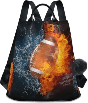 American Football Fireball Backpack Purse for Women Anti-theft Fashion Ladies Back Pack Casual Travel Bag