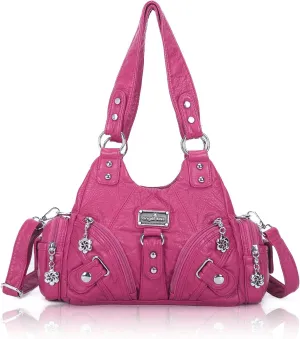Angel Kiss Purses for Women Small Hobo Shoulder Bags Vagen Leather Multi-Pocket Tote Bag with Zipper