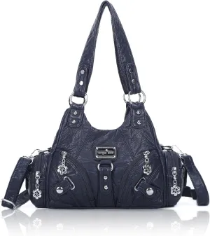 Angel Kiss Purses for Women Small Hobo Shoulder Bags Vagen Leather Multi-Pocket Tote Bag with Zipper
