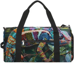 Animal Chameleon Lizard Sports Gym Bag for Men Women Travel Duffel Bag with Shoulder Strap