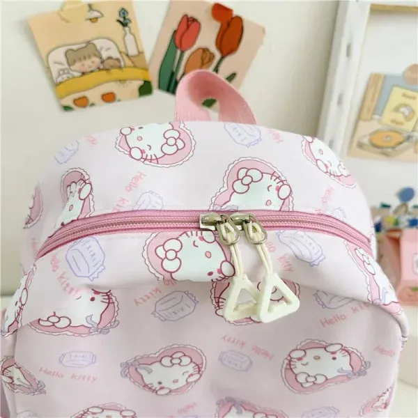 Anime Cartoon Kuromi & Hello Kitty Backpack - Kawaii Canvas Schoolbag