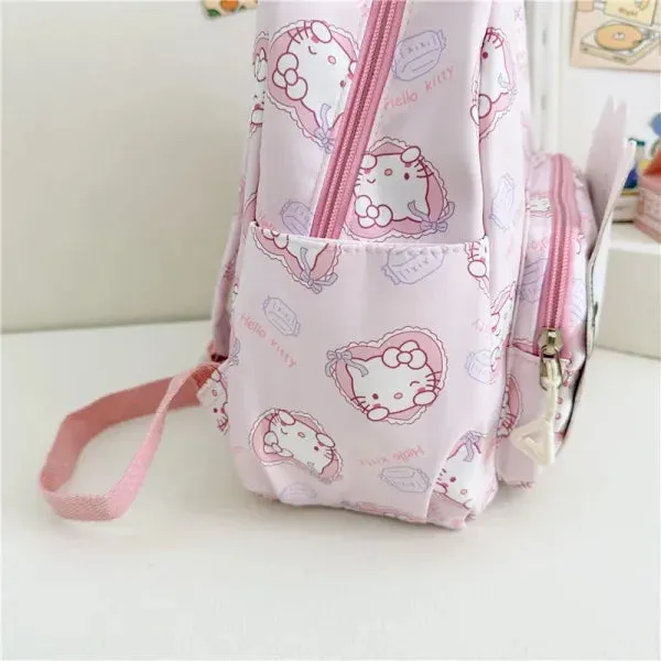 Anime Cartoon Kuromi & Hello Kitty Backpack - Kawaii Canvas Schoolbag