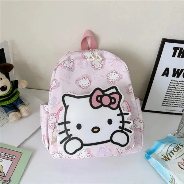 Anime Cartoon Kuromi & Hello Kitty Backpack - Kawaii Canvas Schoolbag