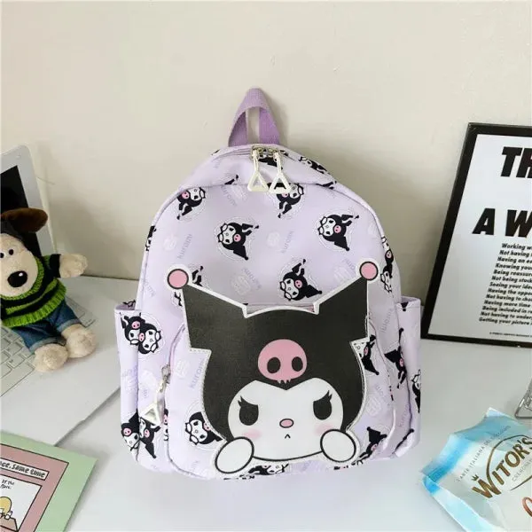 Anime Cartoon Kuromi & Hello Kitty Backpack - Kawaii Canvas Schoolbag