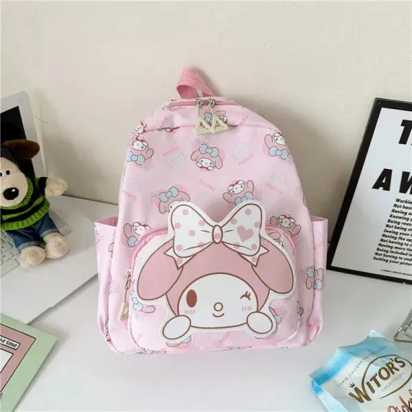 Anime Cartoon Kuromi & Hello Kitty Backpack - Kawaii Canvas Schoolbag