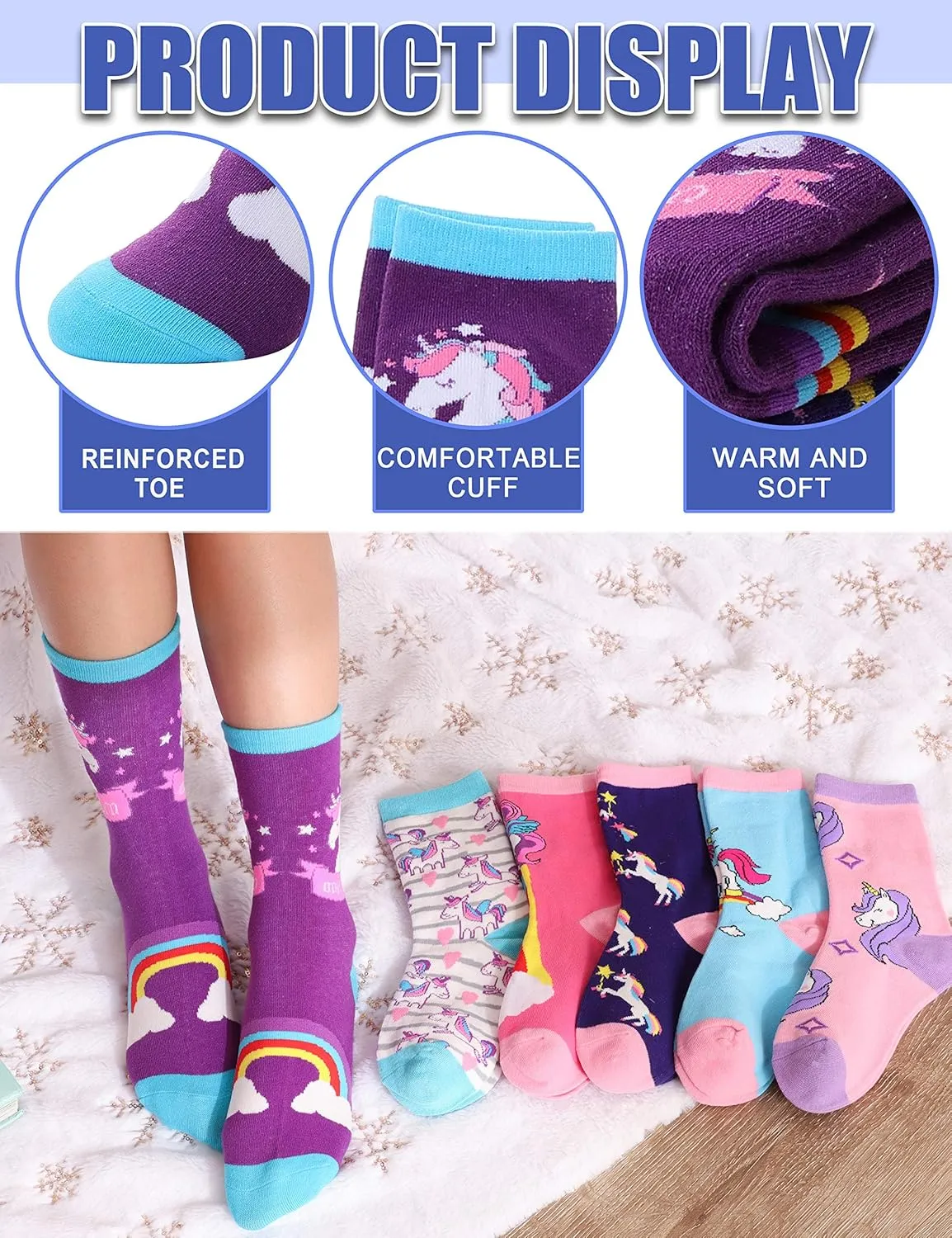Anlisim Girls Socks Cute Animal Pattern Cartoon Novelty Fashion Soft Cotton Socks 6 Pack