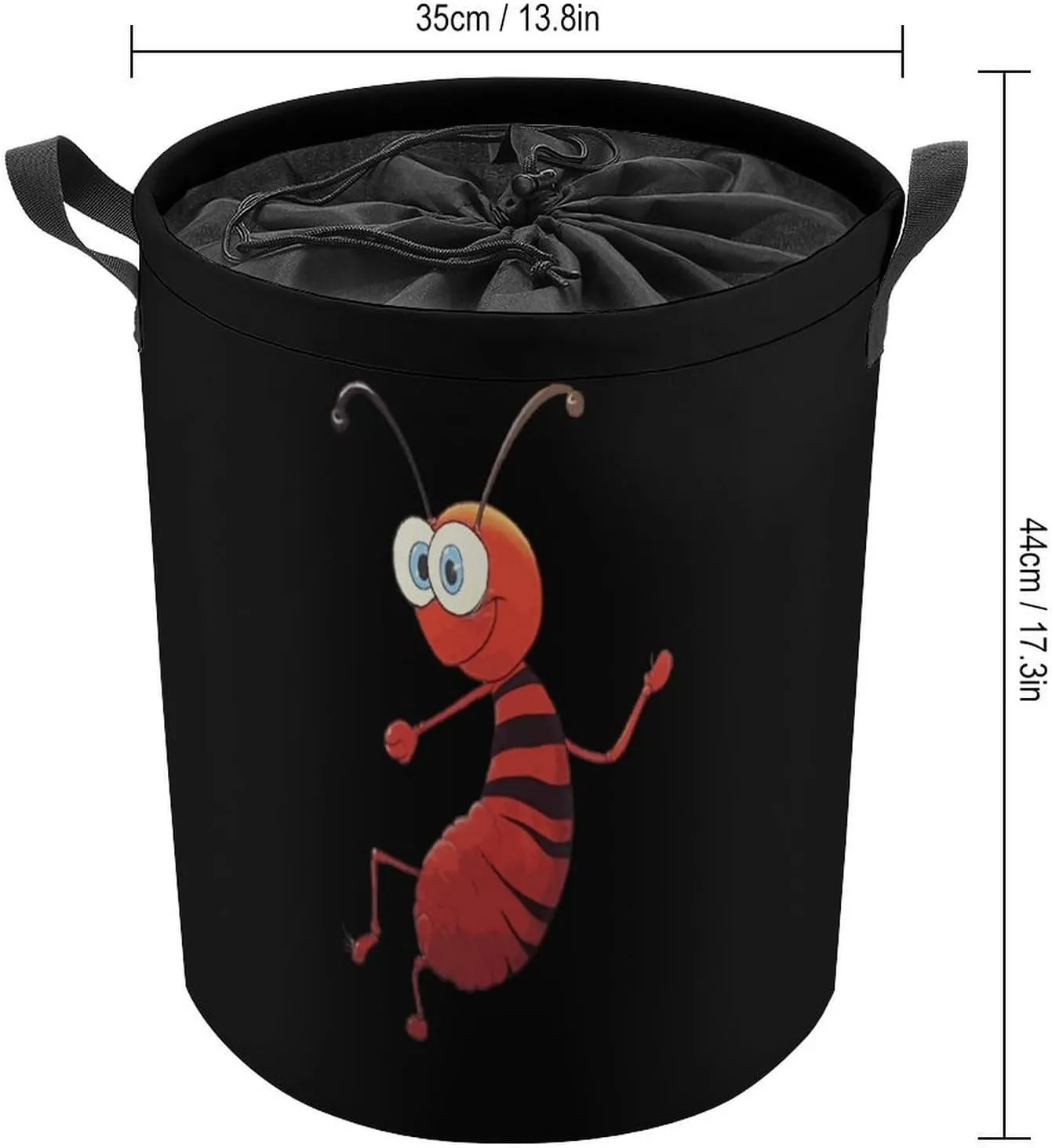 Ant Laundry Basket Foldable Laundry Hamper Round Dirty Clothes Storage Bag with Handles 44x35cm