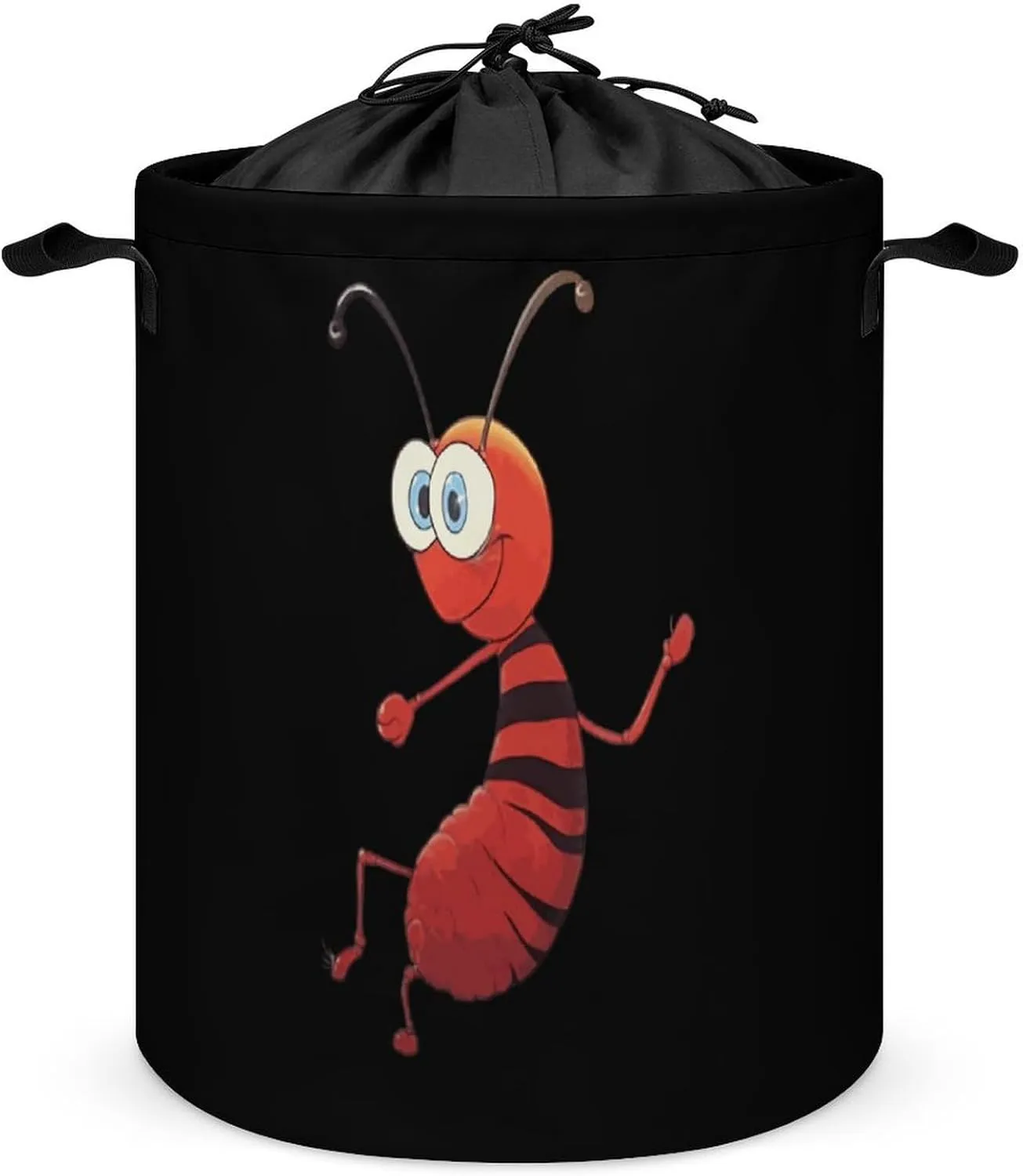 Ant Laundry Basket Foldable Laundry Hamper Round Dirty Clothes Storage Bag with Handles 44x35cm