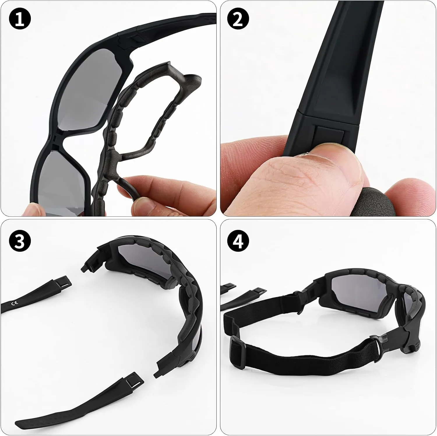 Anti-Fog Safety Motorcycle Riding Sunglasses Foam padded Goggle, Dustproof, Windproof, Hunting, Hiking, Golfing