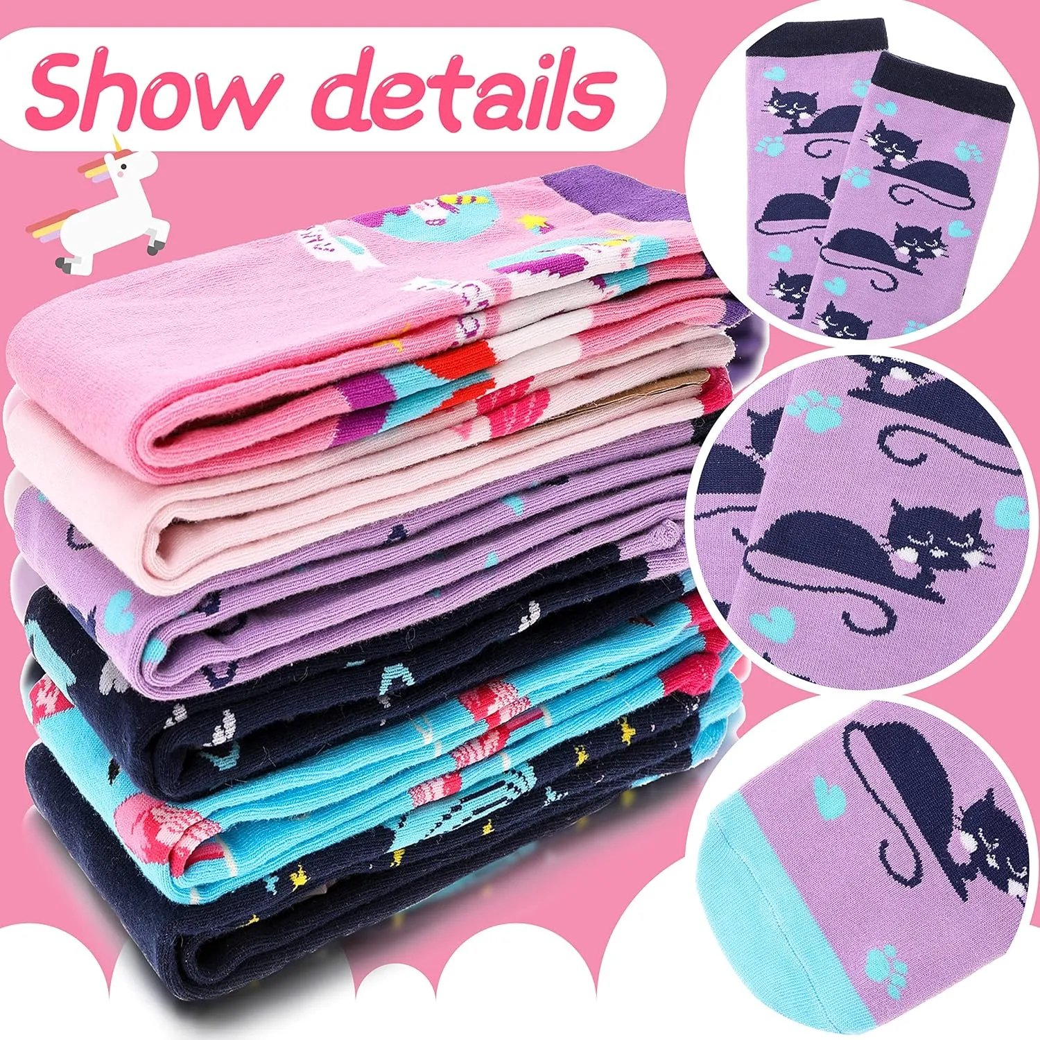 ANTSANG Kids Girls Knee High Socks Long Boot Crazy Silly Fun Gift Cute Tall Animal Socks for Child 6 Pairs