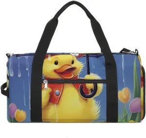 April Showers Duck Spring Funny Gym Bag Travel Duffel Bags Carry On Weekender Overnight Bag for Women Men