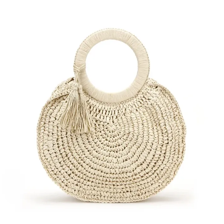 Aranza Round Tassel Straw Totes