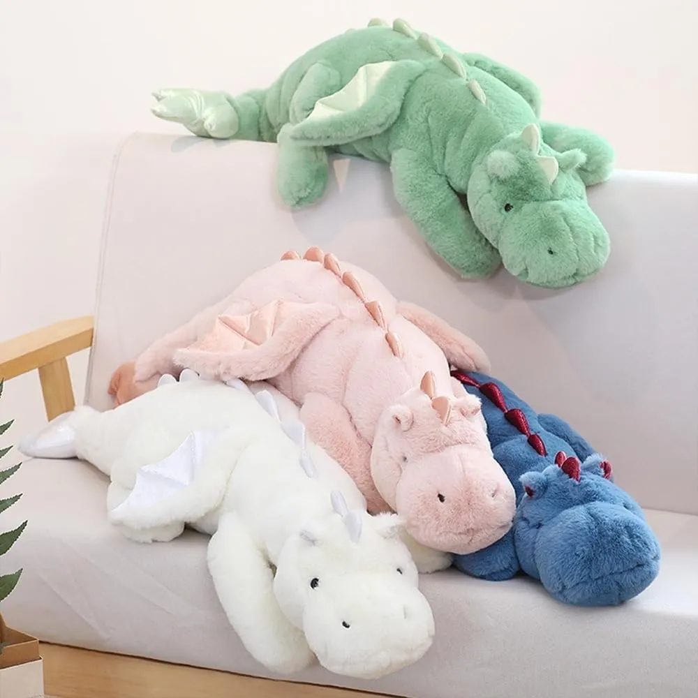 ARELUX Large 52in 3Lb Dragon Stuffed Animals Cute Plush Toy Giant Fuzzy Dinosaur Pillow Plushies with Wings Cuddly Soft Blue Pterosaur Plushie for Friends Family Member