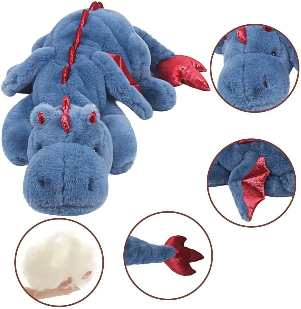 ARELUX Large 52in 3Lb Dragon Stuffed Animals Cute Plush Toy Giant Fuzzy Dinosaur Pillow Plushies with Wings Cuddly Soft Blue Pterosaur Plushie for Friends Family Member