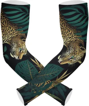 Arm Sleeves Jungle Cheetah Print, Sun UV Protection Breathable with Thumb Hole for Sports Cycling Driving Heat Dissipation for Men Women Outdoor Fitness 1 Pair