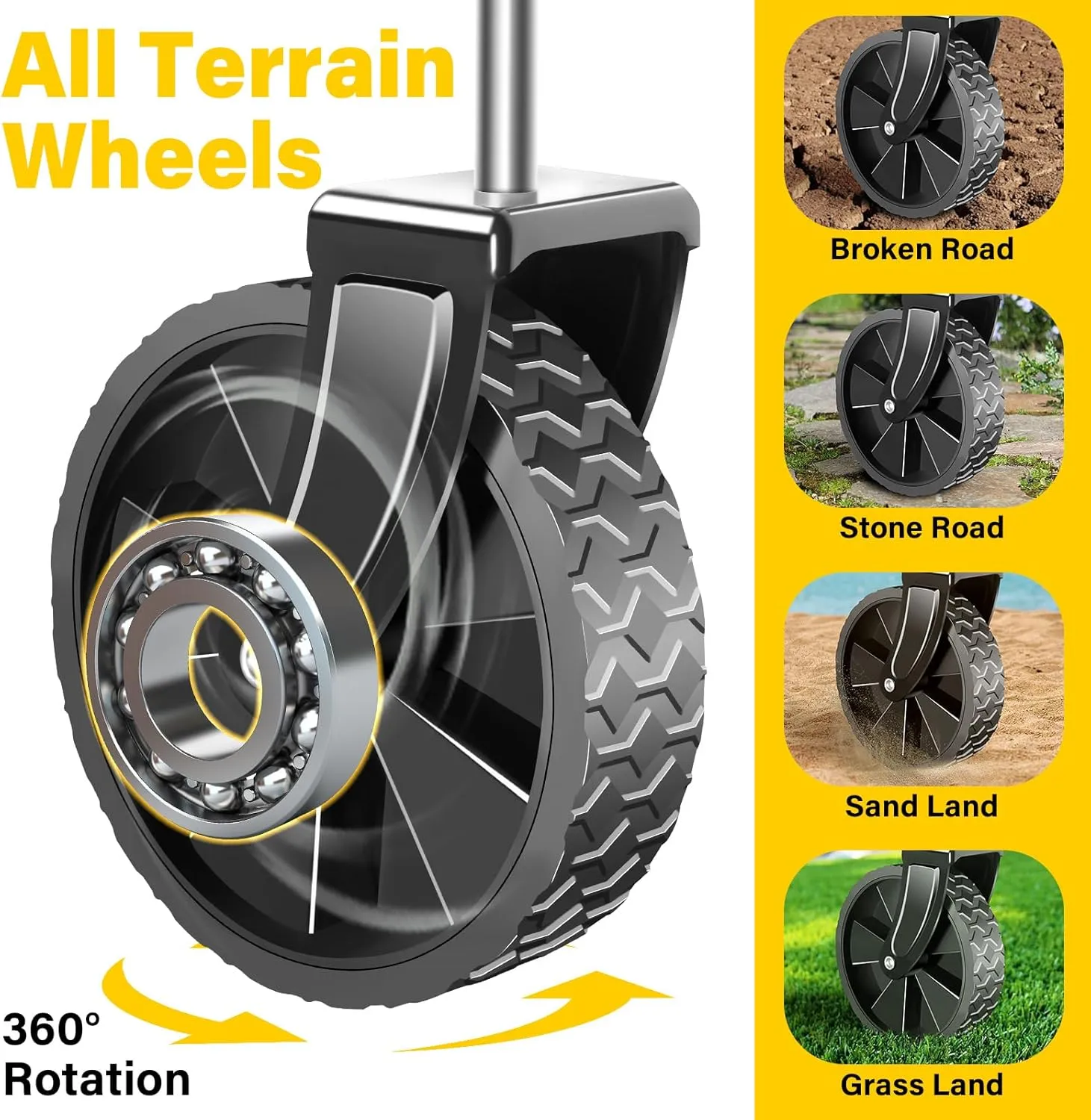 ARTIST'S DREAM Wagons Carts Foldable, Collapsible Wagon with Wheels & Flexible Handle, Utility Wagon Cart for Beach Camping Groceries Sports Garden, Light Black