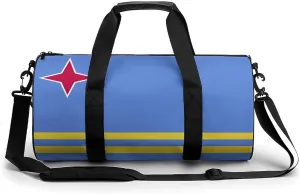 Aruba Flag Waterproof Gym Bag with Dry Wet Separation for Men Women Sports Travel Weekender