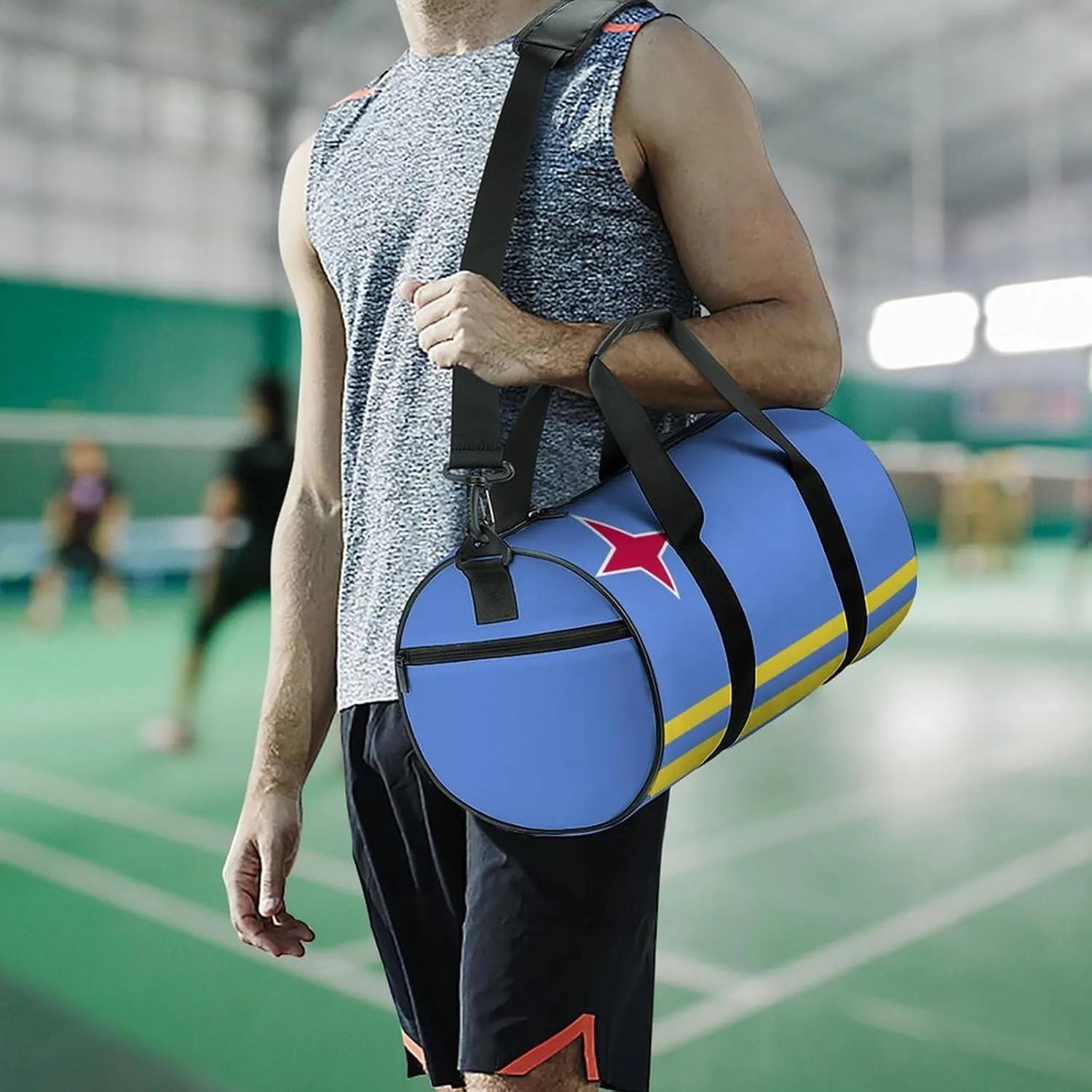 Aruba Flag Waterproof Gym Bag with Dry Wet Separation for Men Women Sports Travel Weekender