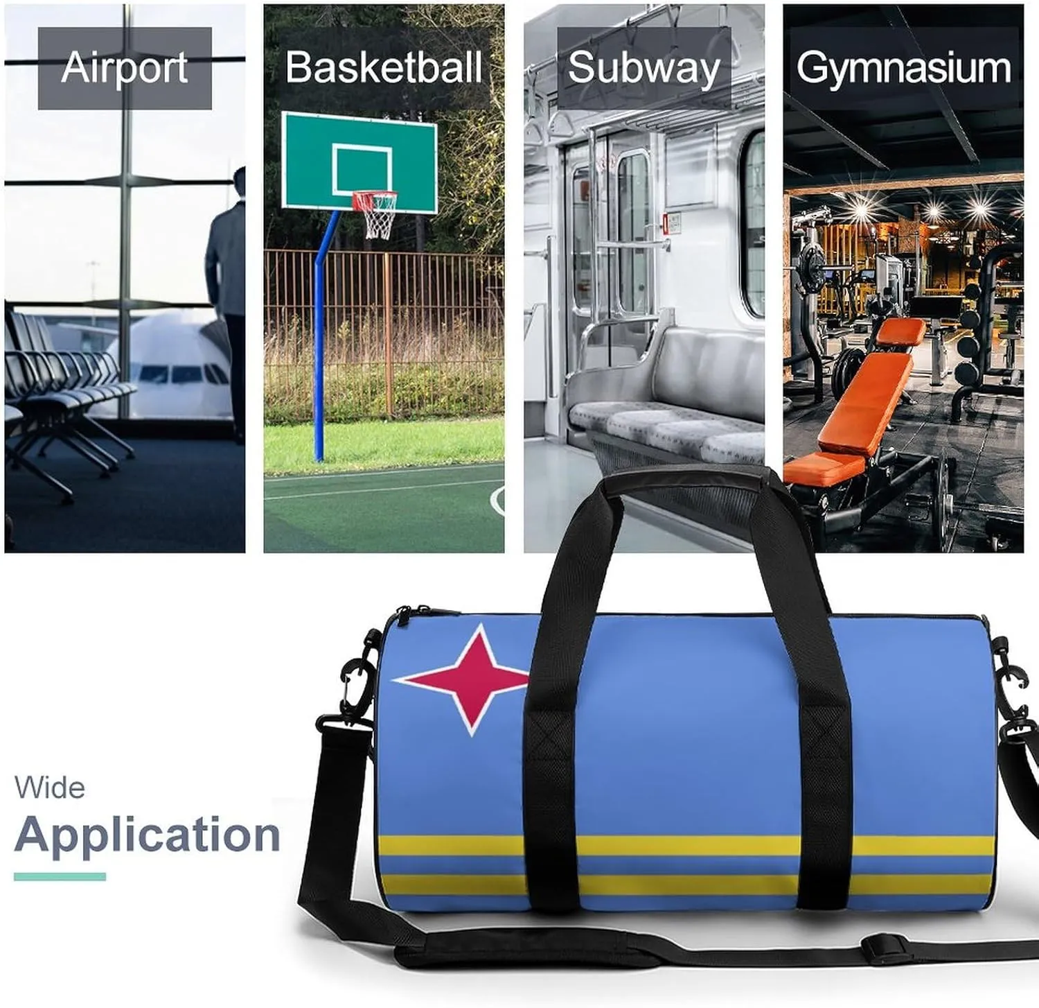 Aruba Flag Waterproof Gym Bag with Dry Wet Separation for Men Women Sports Travel Weekender