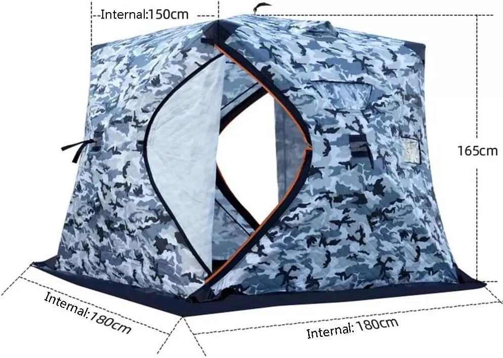 ASSYA Outdoor Winter Camping Winter Fishing Tent Ice Fishing Shelter Bold Skeleton, Strong Wind Resistance, Easy to Retract Suitable for 2-3 People