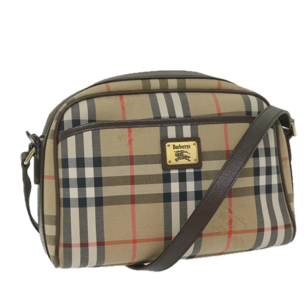 Auth Bag BurberrySs Nova Compatible Nylon Canvas Check Beige yk9756 Shoulder Shockproof