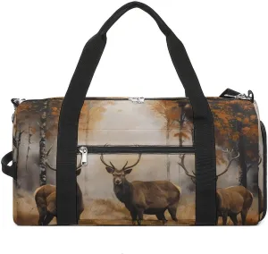 Autumn Milu Deer Sports Gym Bag for Men Women Travel Duffel Bag with Shoulder Strap