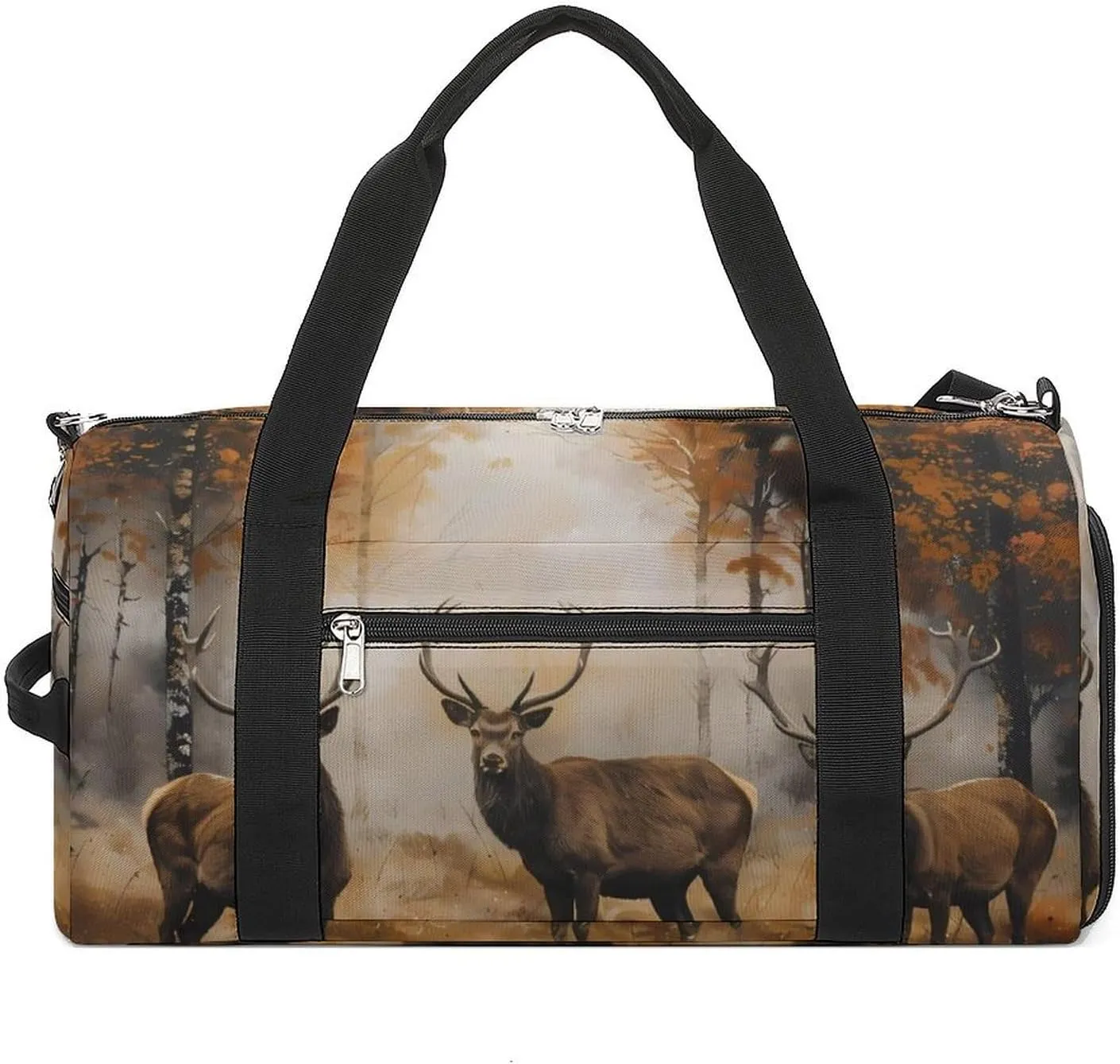 Autumn Milu Deer Sports Gym Bag for Men Women Travel Duffel Bag with Shoulder Strap