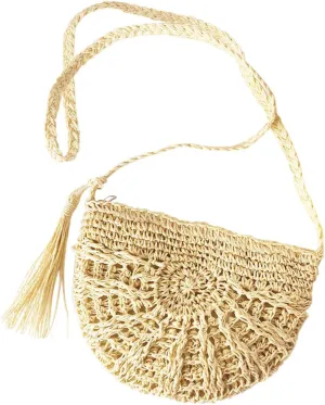 Ayliss Women Straw Crossbody Purse Beach Handmade Woven Shoulder Bag with Tassels