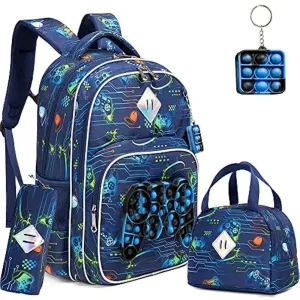 Backpack for Boys School Bag with Lunch Box for Elementary Kindergarten Kids Backpack Set for Boys School Backpack