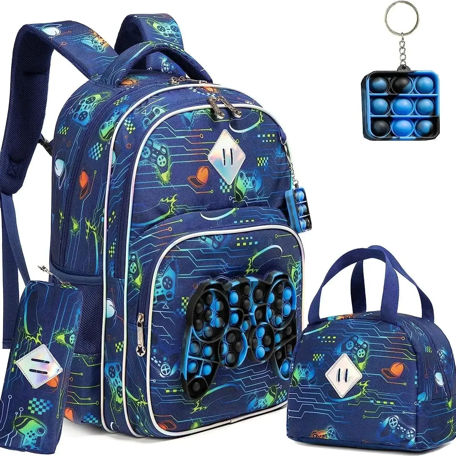 Backpack for Boys School Bag with Lunch Box for Elementary Kindergarten Kids Backpack Set for Boys School Backpack