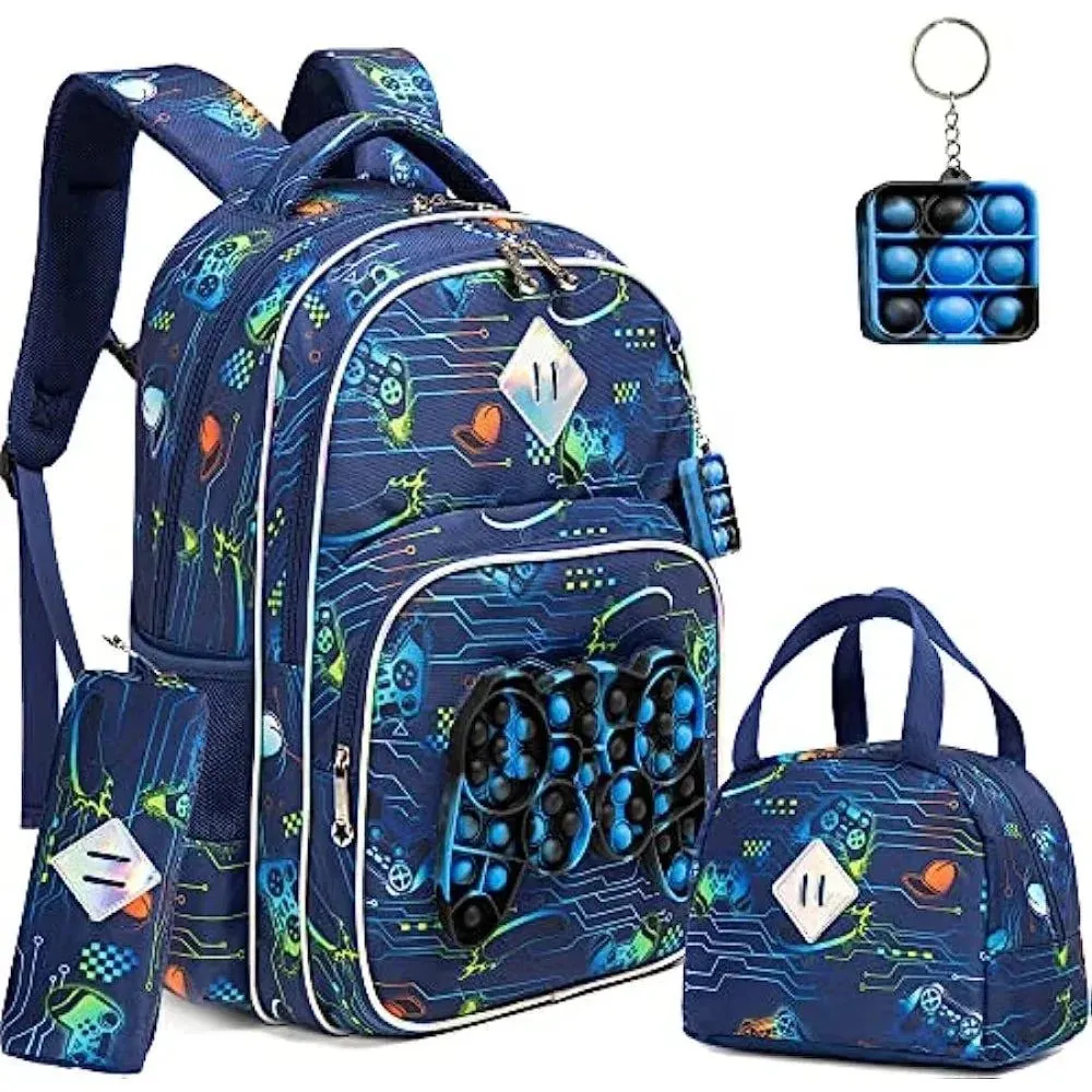 Backpack for Boys School Bag with Lunch Box for Elementary Kindergarten Kids Backpack Set for Boys School Backpack
