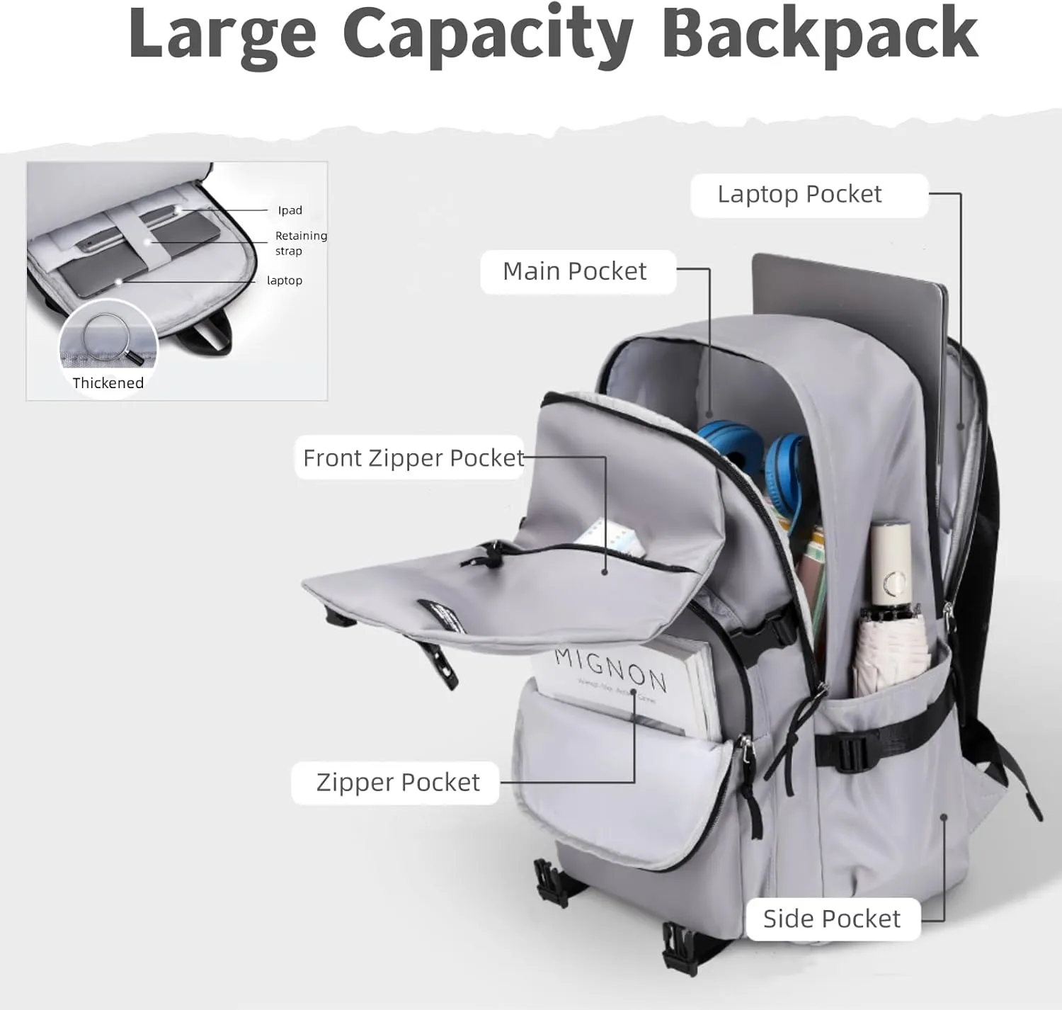 Backpack for School, Bookbag for Teen Middle School Bag for Girls Boys Large Capacity Travel Daypack