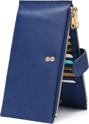 Badiya Womens Wallet RFID Blocking Bifold Multi Card Holder Wallets Large Capacity Cellphone Purse with Zipper Pocket Gift