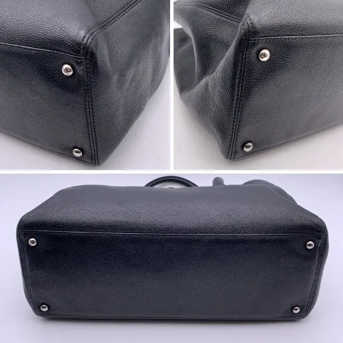 Bag Free returns Top Executive With Quality Chanel Tote Leather Black Ergonomic Pebbled Strap 2010S