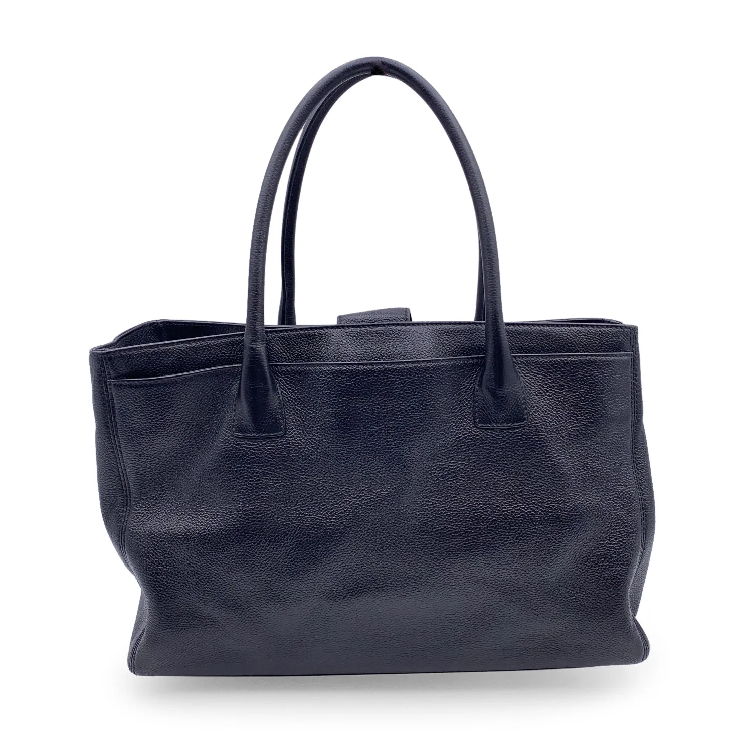 Bag Free returns Top Executive With Quality Chanel Tote Leather Black Ergonomic Pebbled Strap 2010S