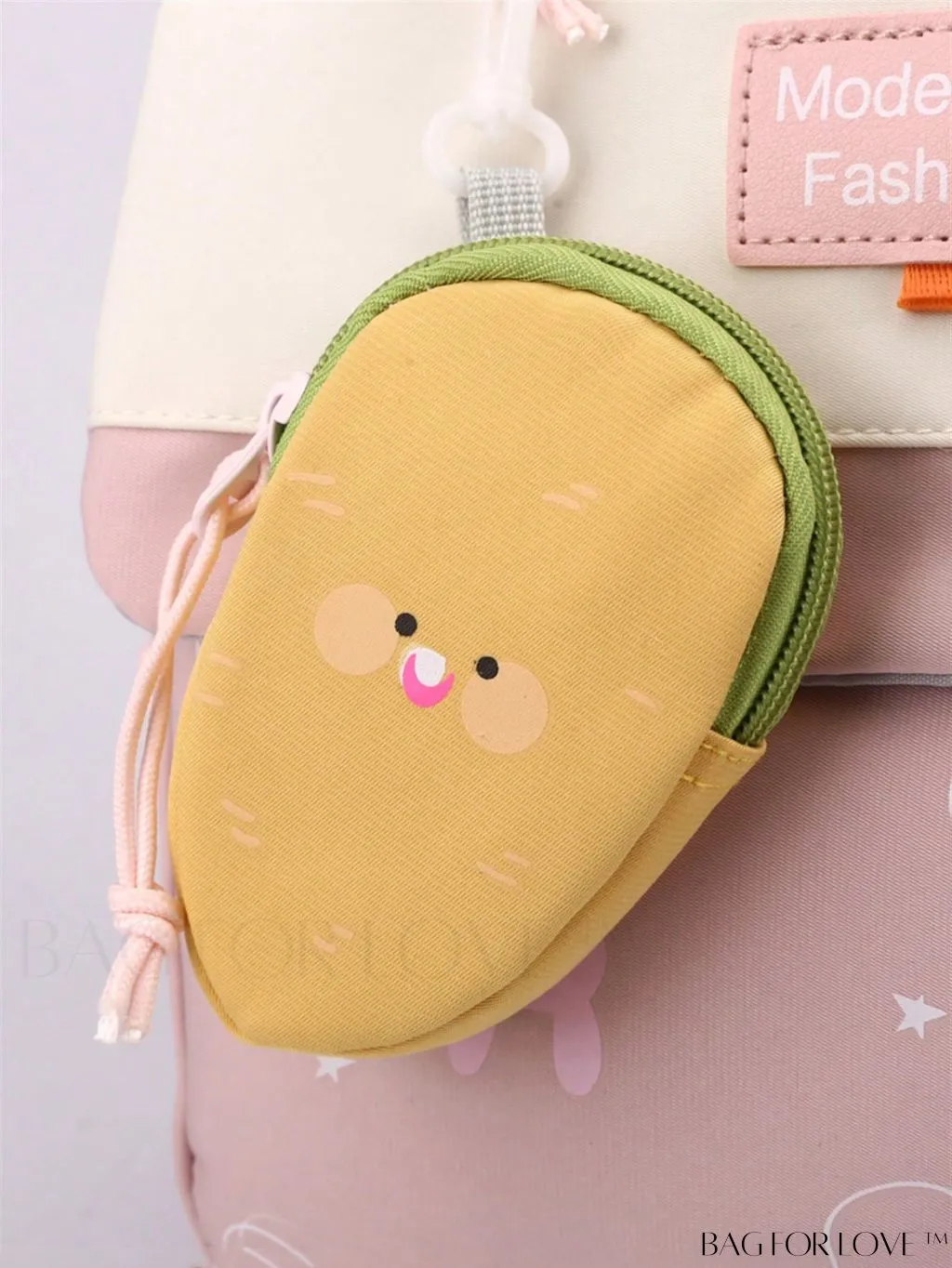 BagForLove - Classic Backpack with Letter Patch, Cartoon Rabbit, Star Pattern, Zipper, and Coin Purse