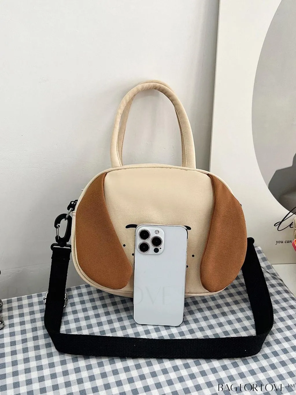 BagForLove - Nylon Circle Bag with Cute Dog Pattern and Cartoon Ear Decoration