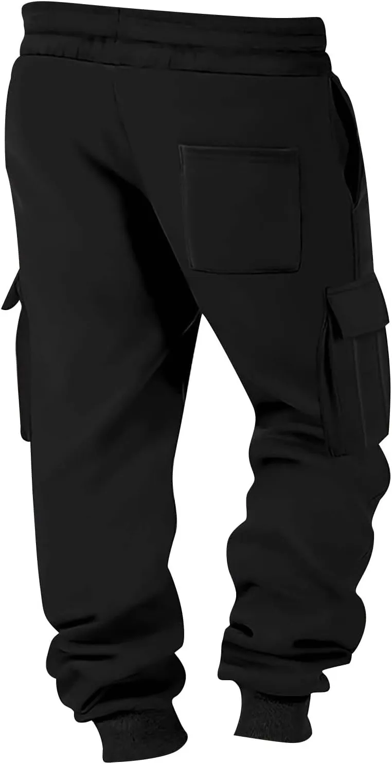 Baggy Cargo Sweatpants for Men Casual Sweat Pants Drawstring Waist Athletic Pants Joggers with Pockets