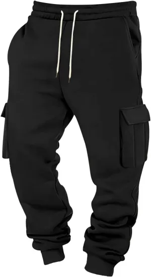 Baggy Cargo Sweatpants for Men Casual Sweat Pants Drawstring Waist Athletic Pants Joggers with Pockets