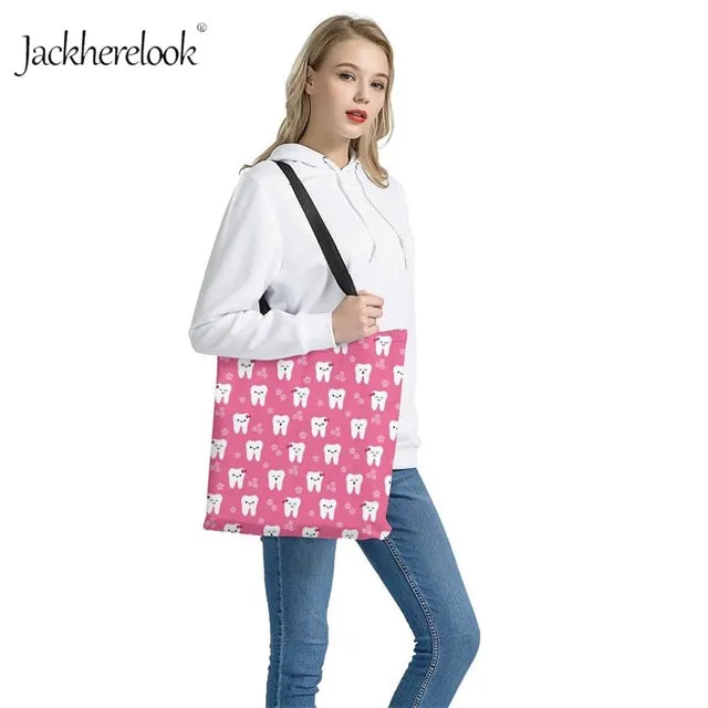 Bags Bag Shoulder Print Bags for Tooth Dental Daily Shopping Women Handbag Canvas Bag Equipment Totes Beach Limited-edition offer Design Full collection Lady's Hand