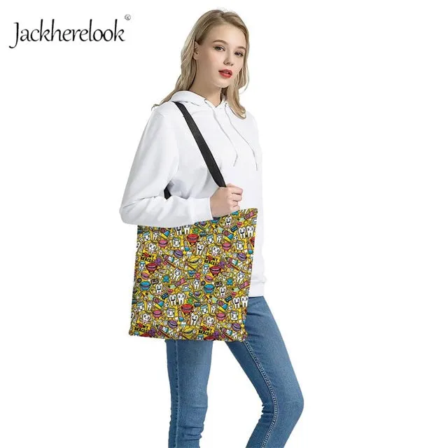 Bags Bag Shoulder Print Bags for Tooth Dental Daily Shopping Women Handbag Canvas Bag Equipment Totes Beach Limited-edition offer Design Full collection Lady's Hand