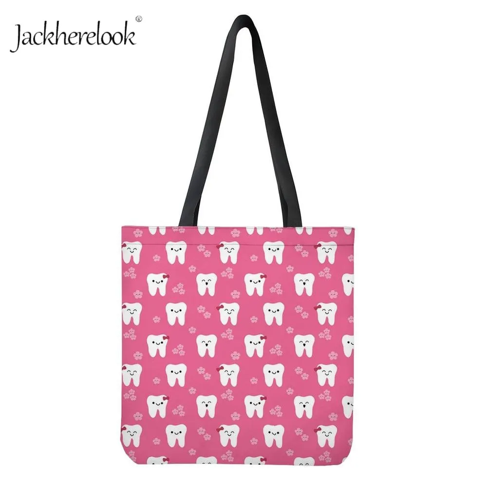 Bags Bag Shoulder Print Bags for Tooth Dental Daily Shopping Women Handbag Canvas Bag Equipment Totes Beach Limited-edition offer Design Full collection Lady's Hand