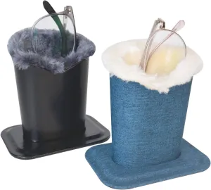 Baitaihem Pack of 2 Plush Lined Eyeglasses Holder Stand Protective Glasses Case For Desks Or Nightstands