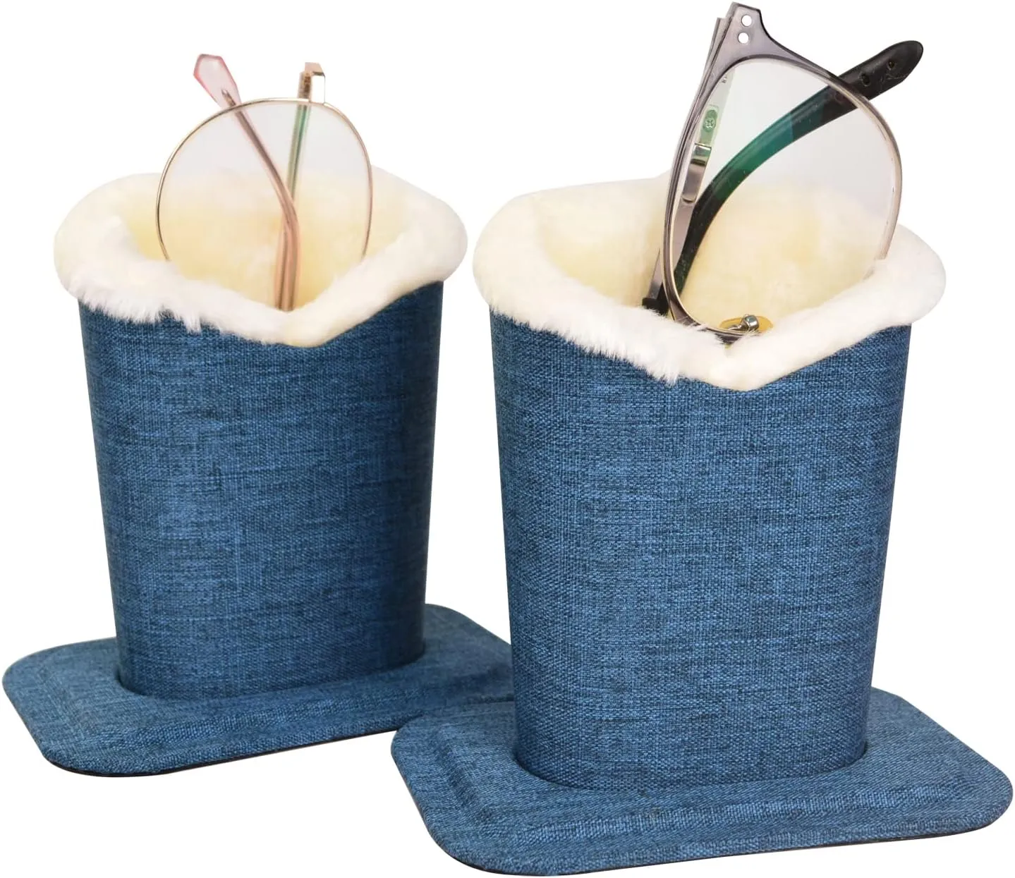 Baitaihem Pack of 2 Plush Lined Eyeglasses Holder Stand Protective Glasses Case For Desks Or Nightstands