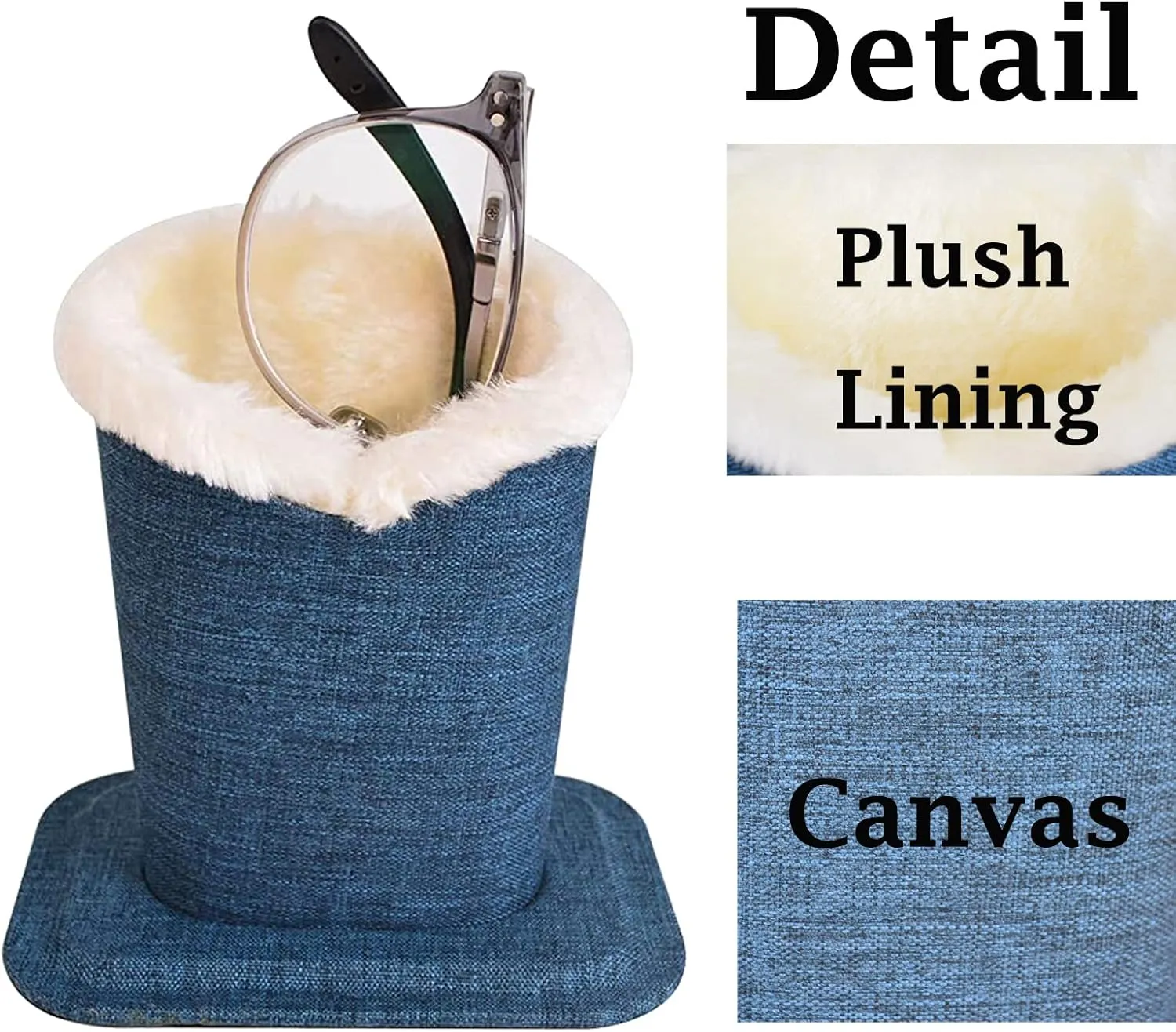 Baitaihem Pack of 2 Plush Lined Eyeglasses Holder Stand Protective Glasses Case For Desks Or Nightstands