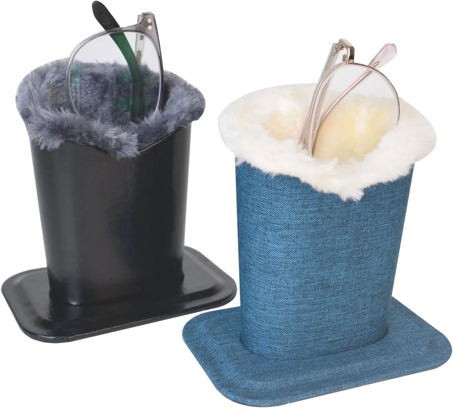Baitaihem Pack of 2 Plush Lined Eyeglasses Holder Stand Protective Glasses Case For Desks Or Nightstands