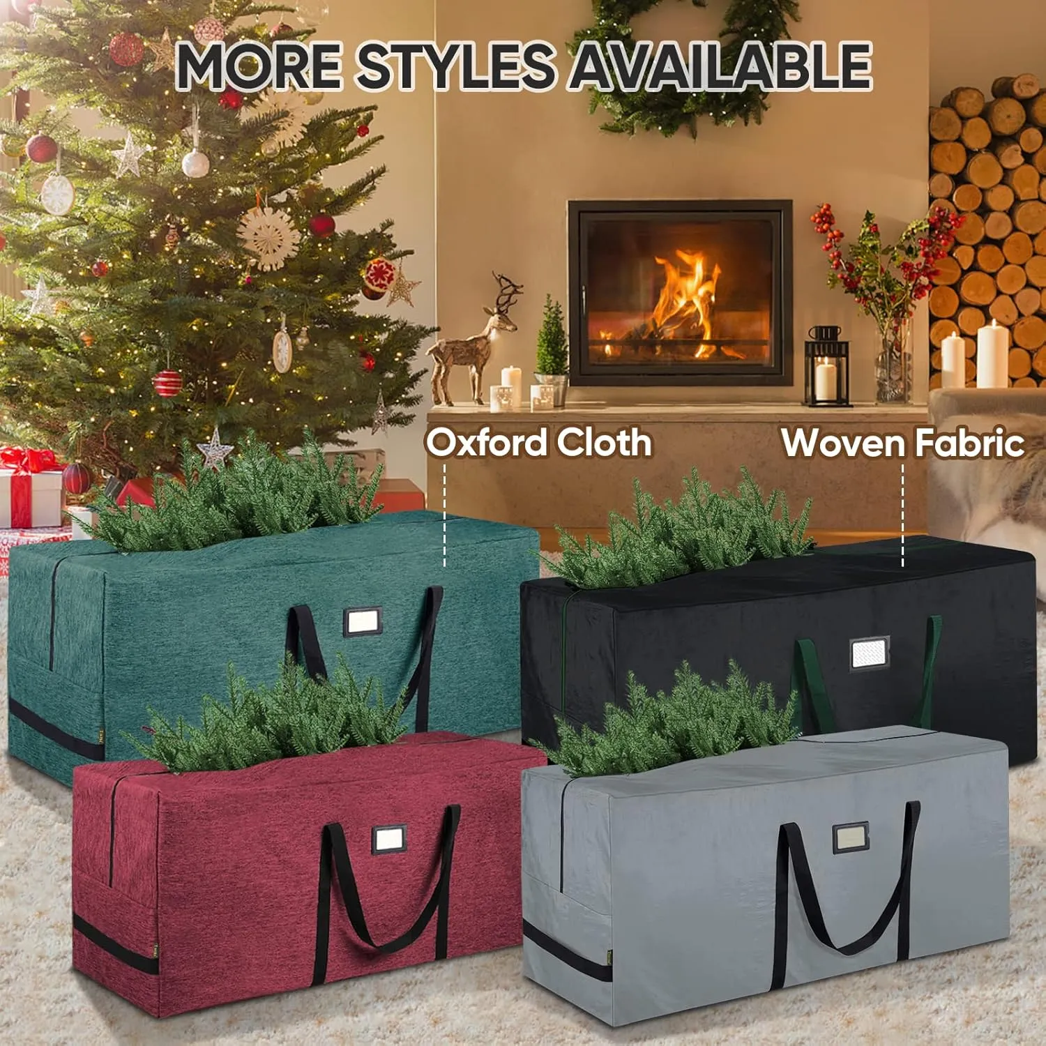 BALEINE 9 ft Christmas Tree Storage Bag, Heavy Duty Extra Large Artificial Christmas Tree Bag with Reinforced Handles and Dual Zippers Wide Opening (Green, 9 ft)