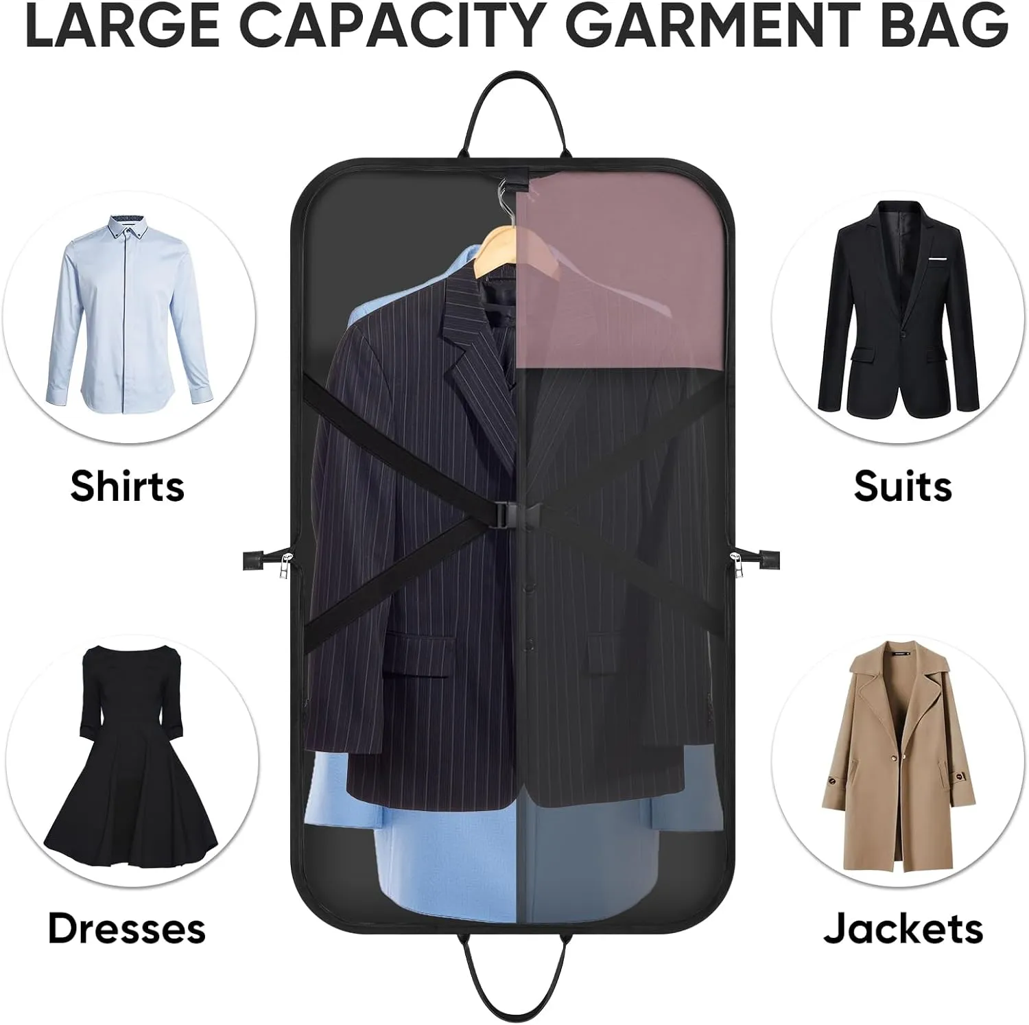 BALEINE Foldable Garment Bags For Travel, 42'' Premium Suit Bags For Men Travel, Carry On Garment Bags for Hanging Clothes (Pink)